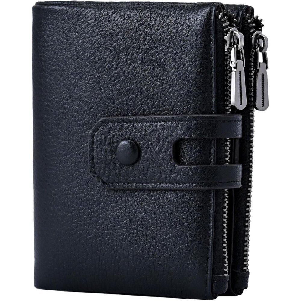 Small Soft Leather Wallet for Women RFID Blocking Ladies Card Holder with Double